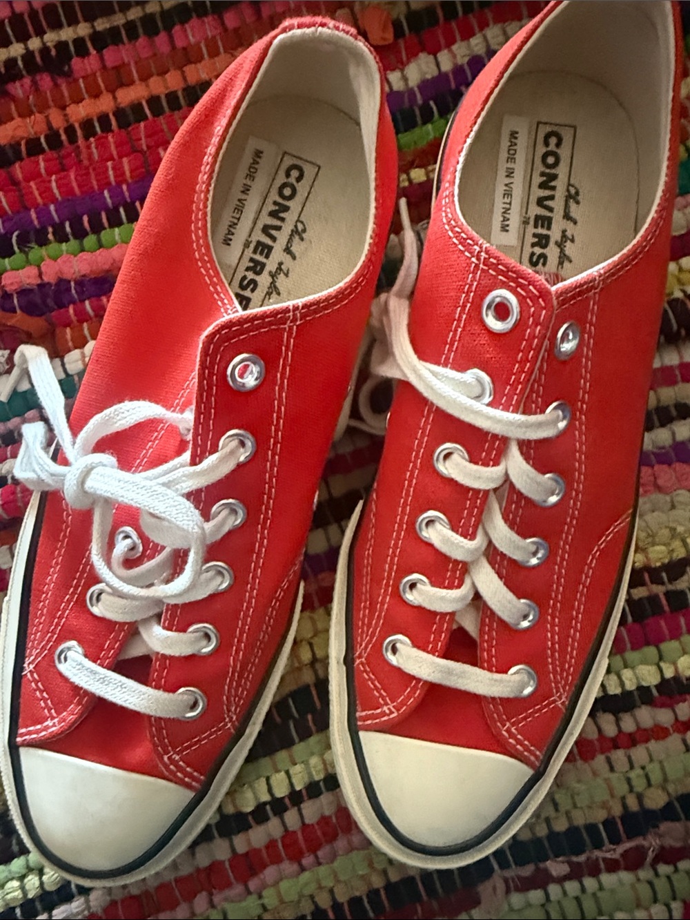 Converse Kids Low-Top Red Canvas Sneakers with White Laces